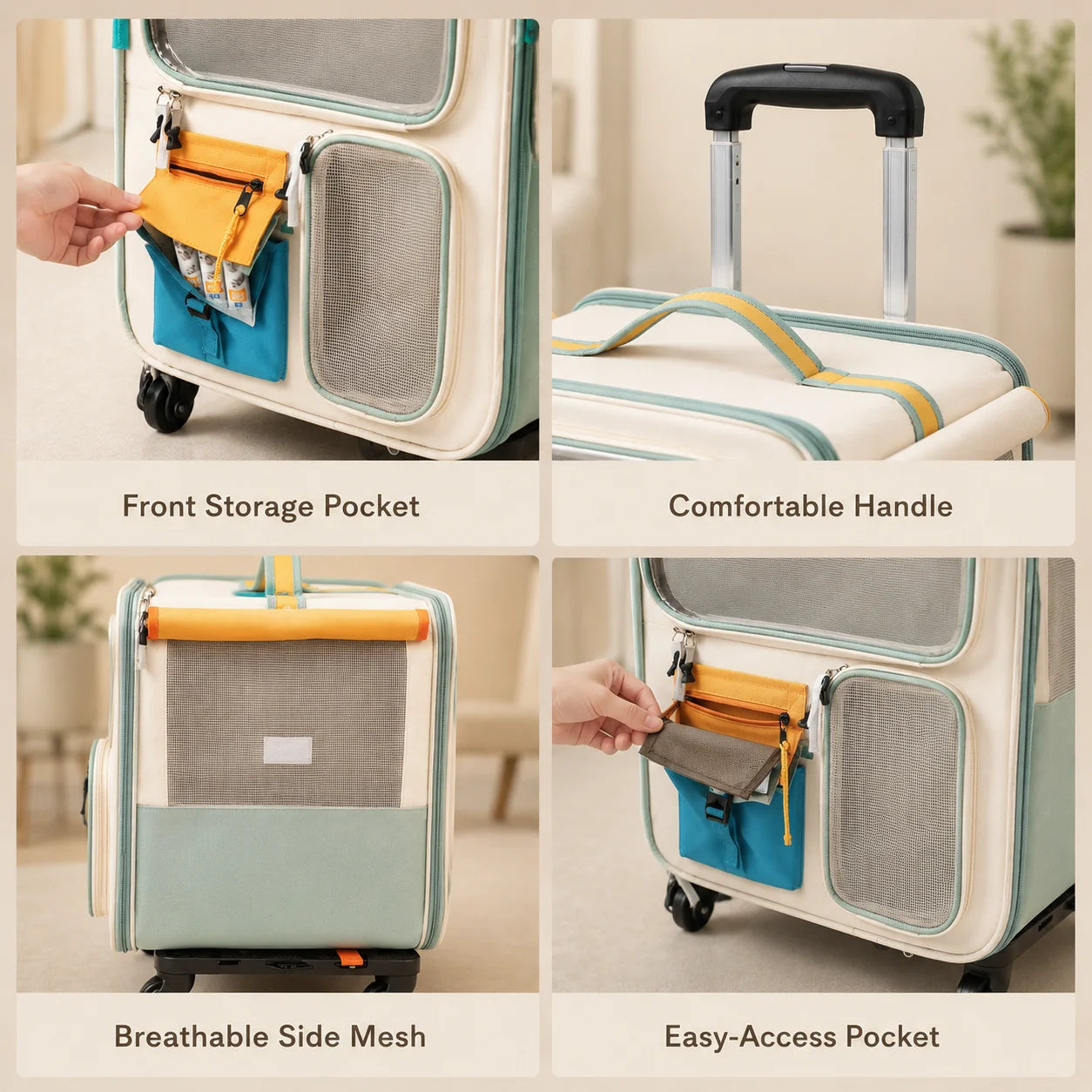 Pet Carrier On Wheels With Telescopic Handle And Window