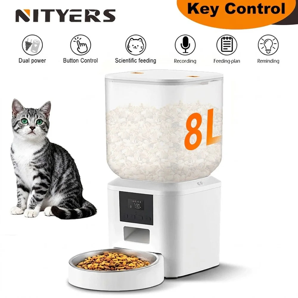Nityers Automatic Cat Feeder Key Control And Voice Recorder