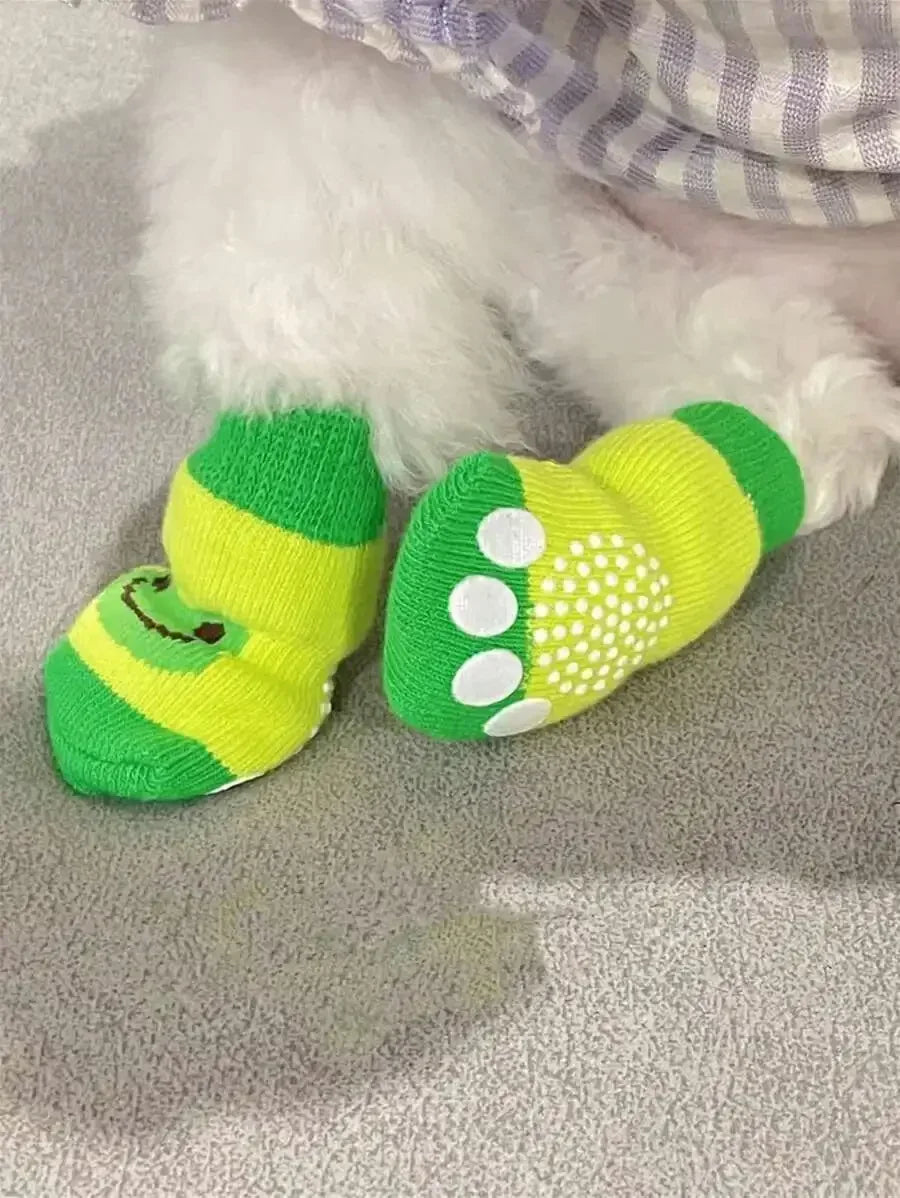Cartoon Smiling Pet Socks Non Slip For Dogs And Cats
