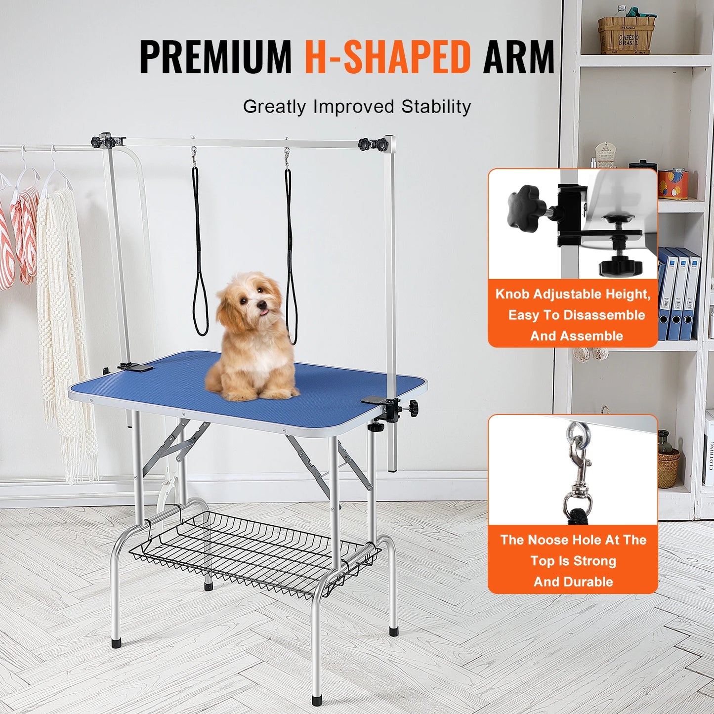 SucceBuy Two Arm Pet Grooming Table With Clamp Folding Stand