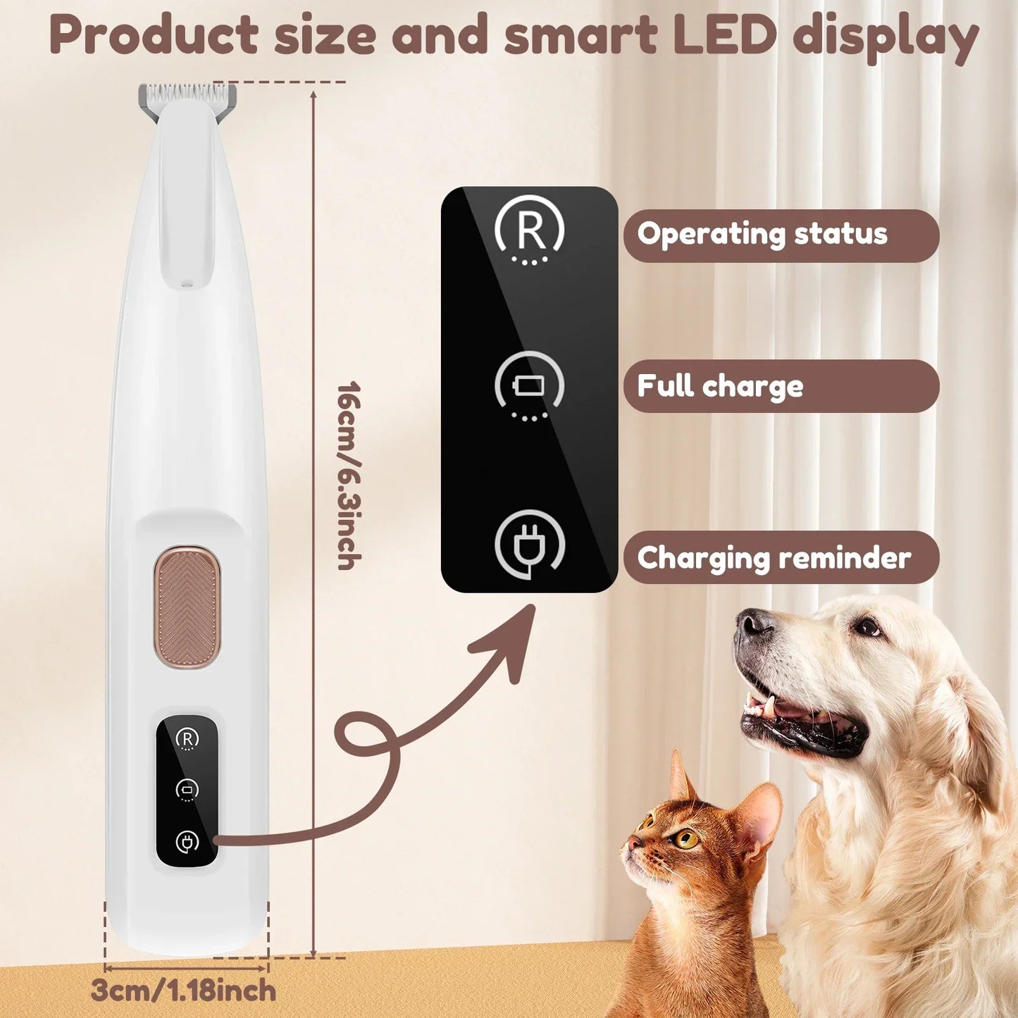 Waterproof Led Dog Paw Trimmer With Display For Pet Grooming