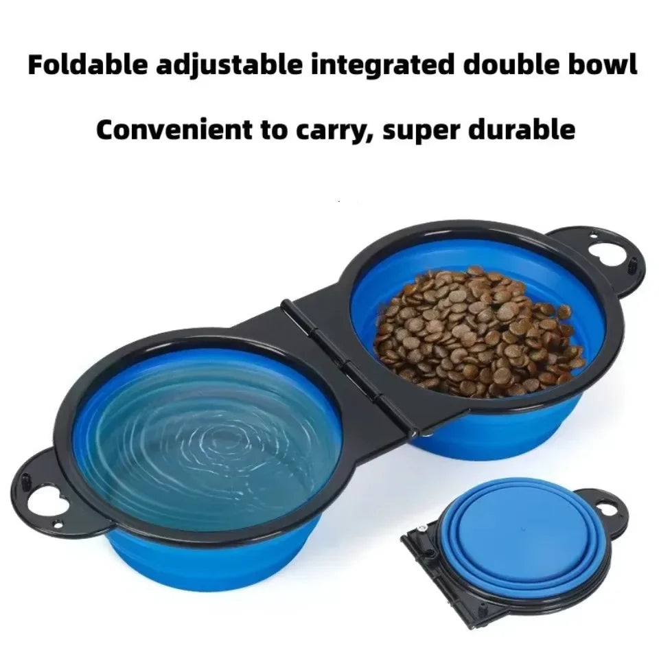 Zhuoji 2-in-1 Foldable Dual Pet Bowl For Dogs And Cats