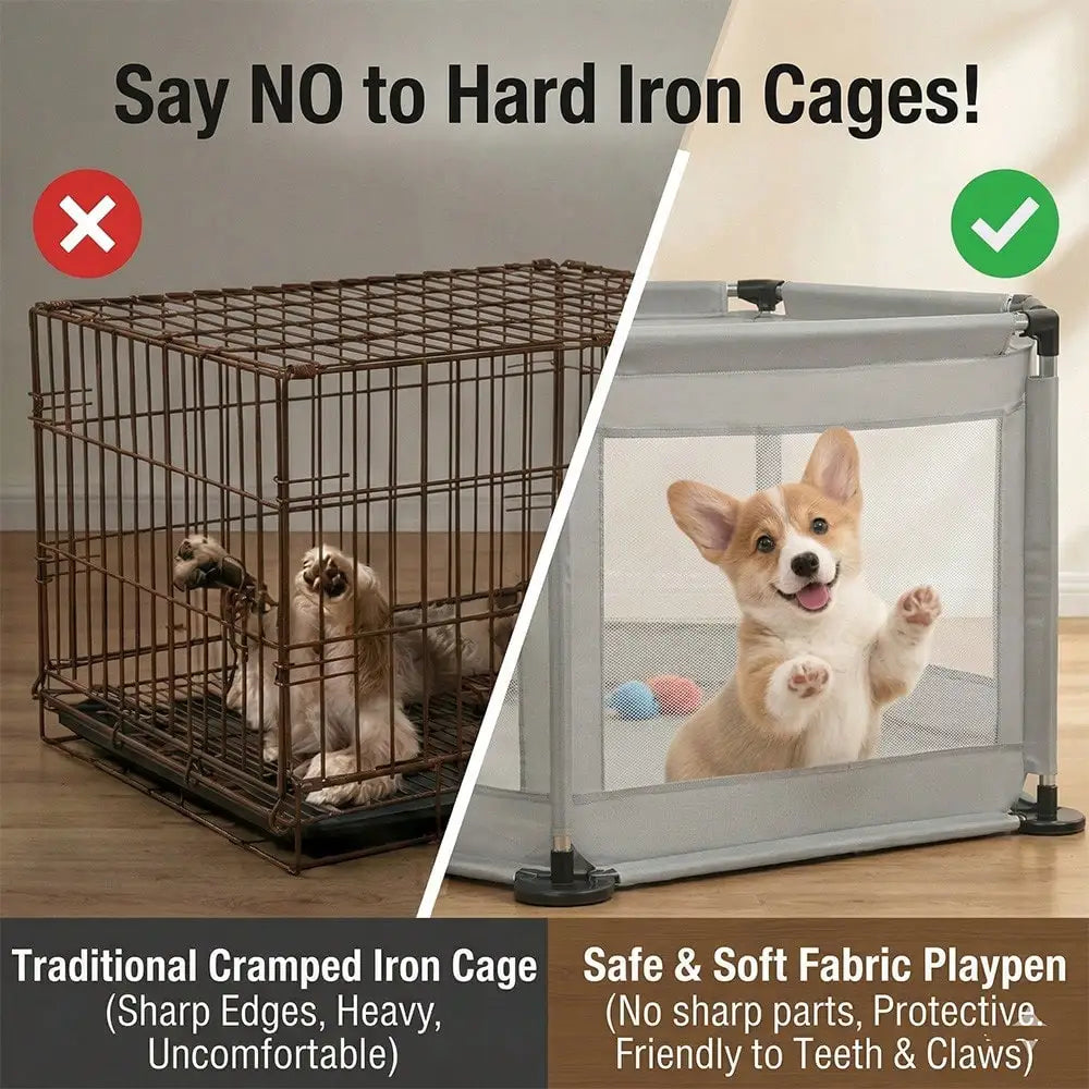 XMSJ Extra Tall Fabric Dog Enclosure With Gate And Removable Roof