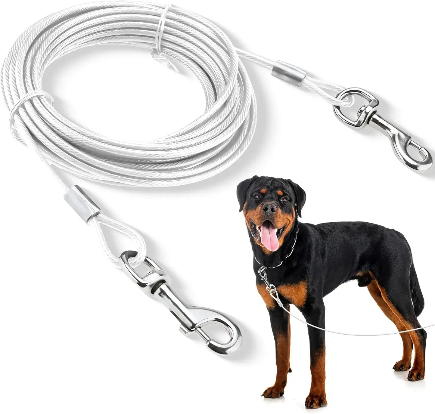 Double Headed Dog Tie Out Cable Leash With Stainless Buckle