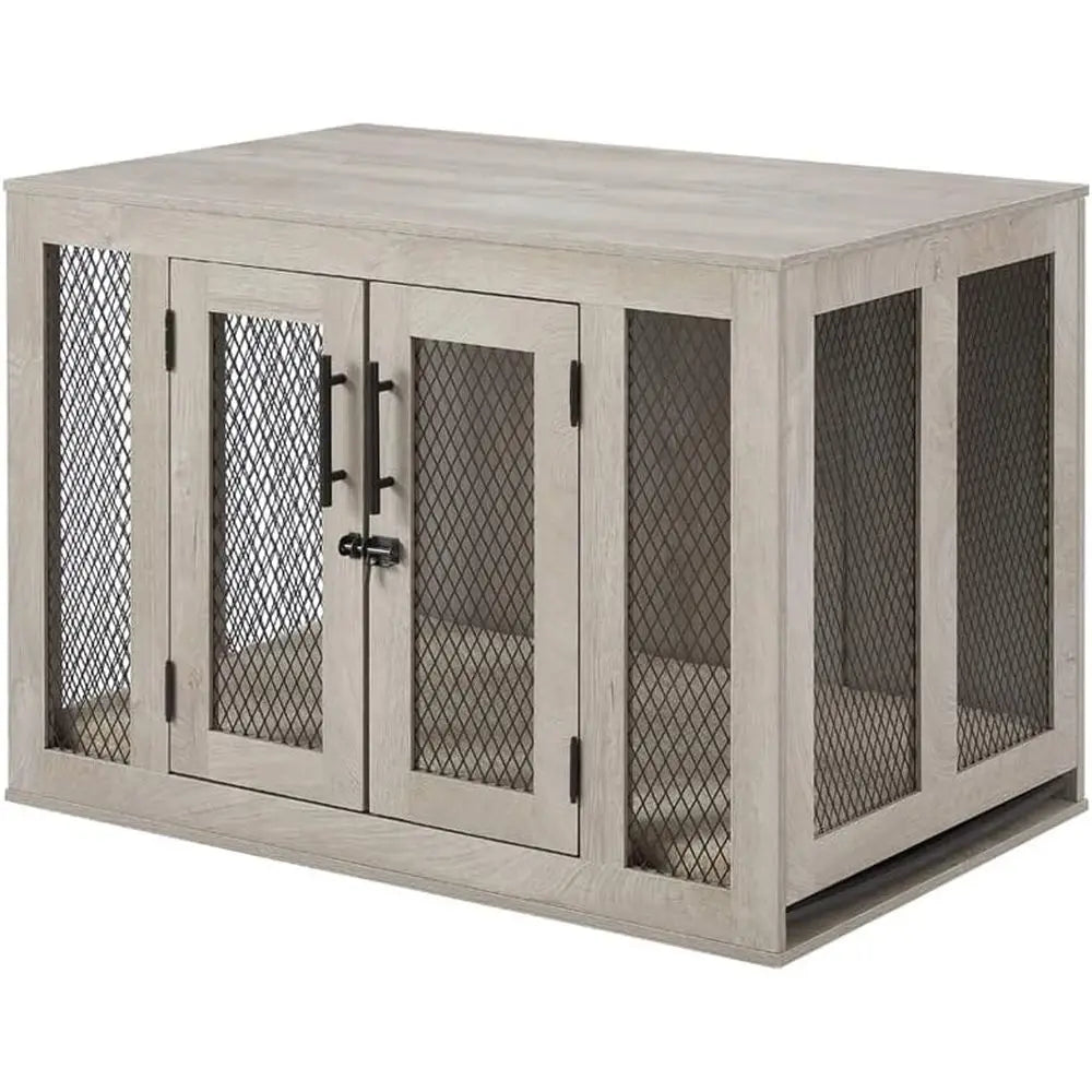 Furniture Style Dog Crate With Cushion And Tray For Pets