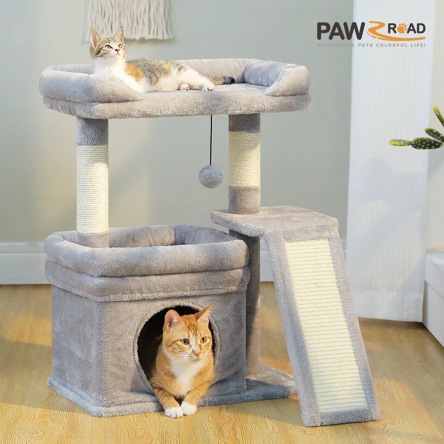 PAWZ Road Small Cat Tree Indoor Tower With Sisal Scratching Post