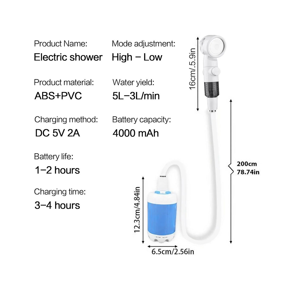 Portable Rechargeable Handheld Shower Sprayer For Pets Cars And Gardens