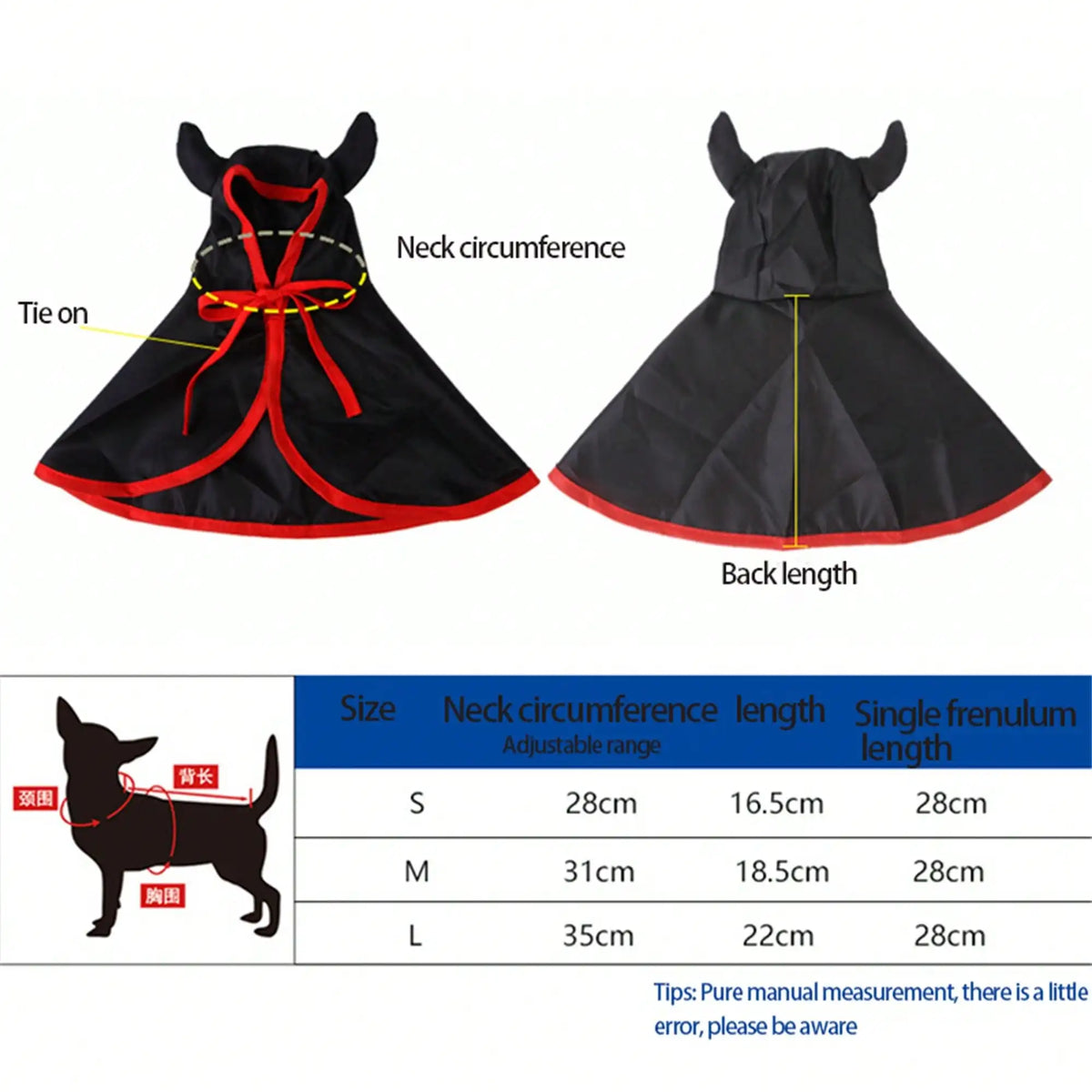 Halloween Dog Vampire Costume Cape With Devil Hat Headband