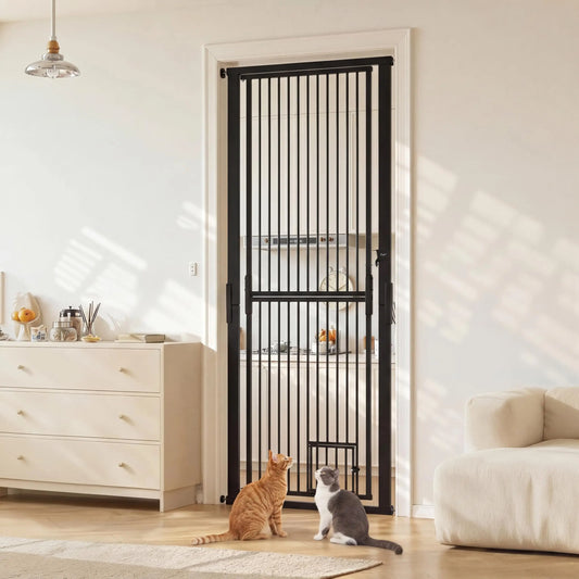 HiMISS Pressure Mounted Cat Gate With Door For Stairs And Kitchens