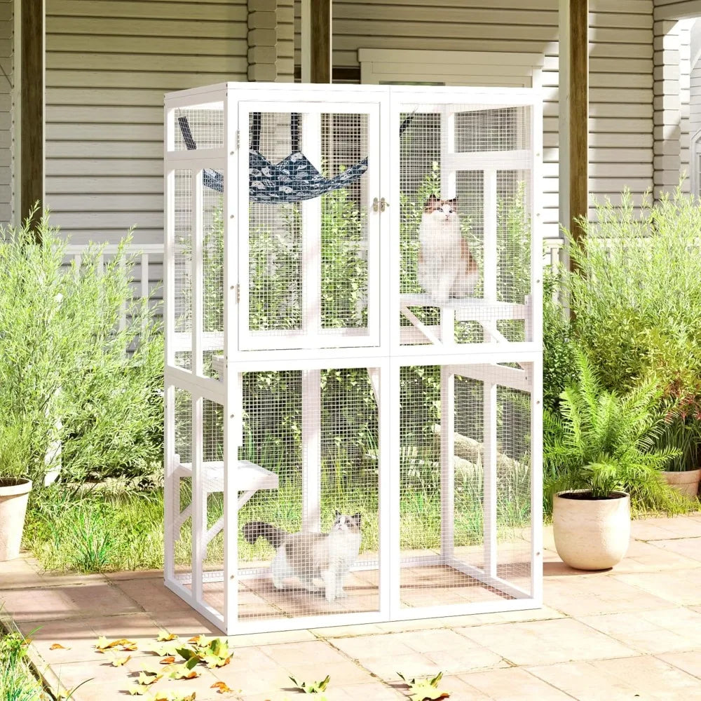 Catio Outdoor Cat Enclosure Wood Window Access For Patio
