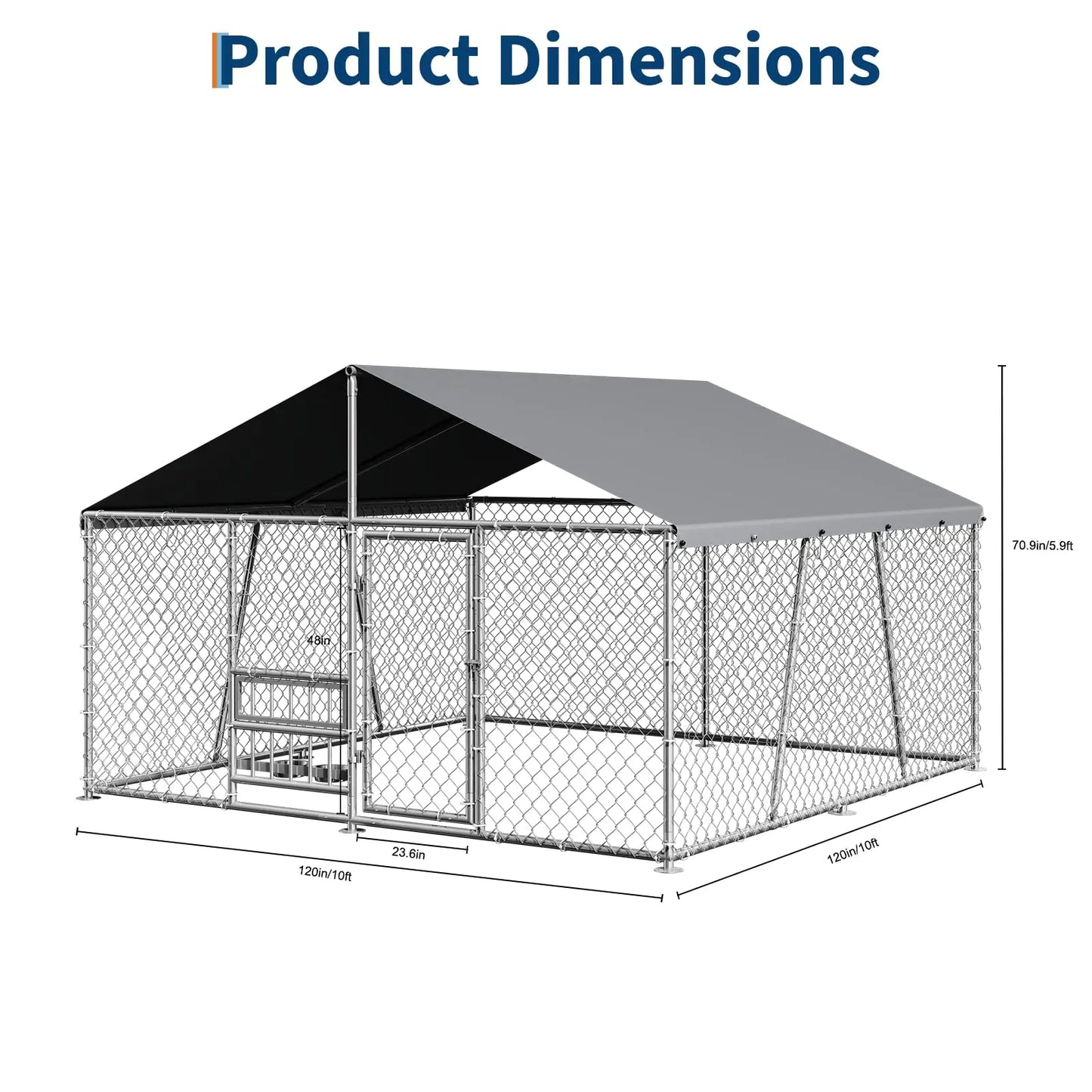 DishyKooker Heavy Duty Galvanized Outdoor Dog Kennel With Secure Locking Door