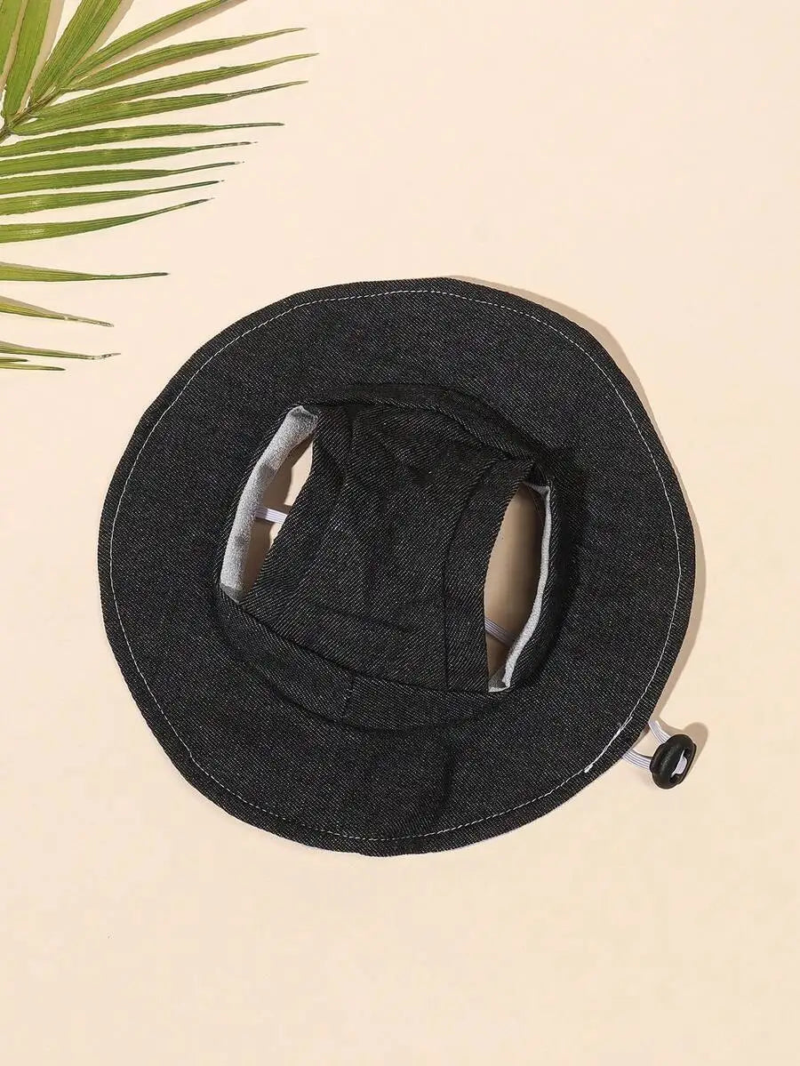 Polyester Pet Sun Hat With Ear Holes Adjustable Anti Slip