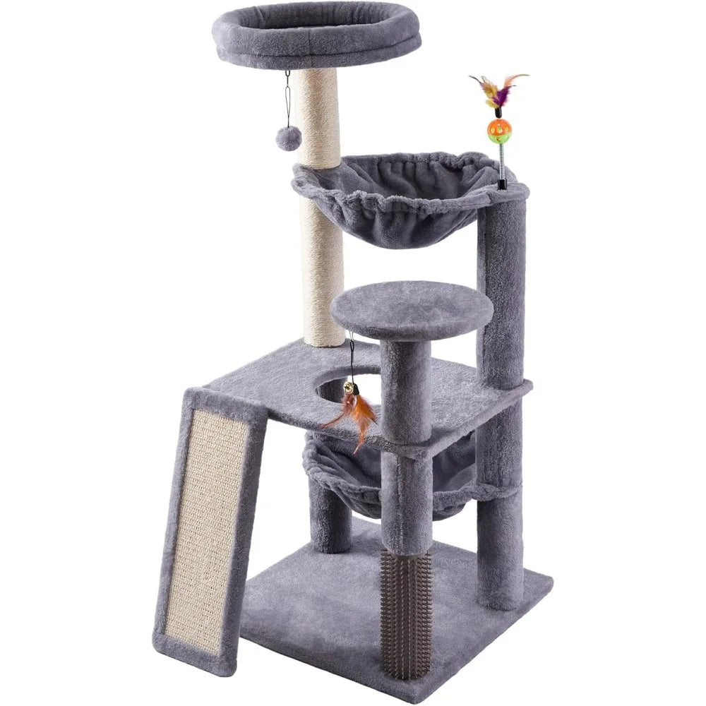 NBVCX Cat Tree With Hammock, Grooming Brush And Scratching Posts