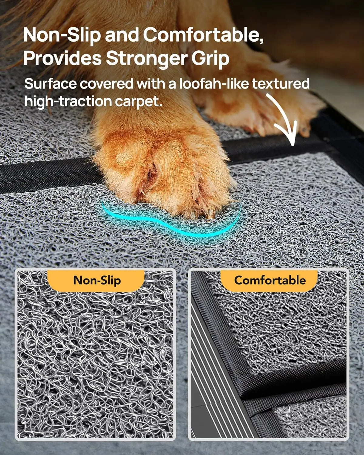 Upgraded Folding Car Dog Ramp With Non Slip Rug Surface For Large Dogs