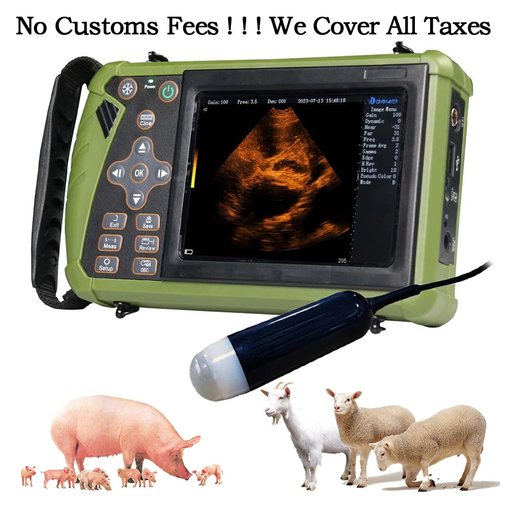 DAWEI Portable Veterinary Ultrasound Scanner with 3.5MHz Convex Probe
