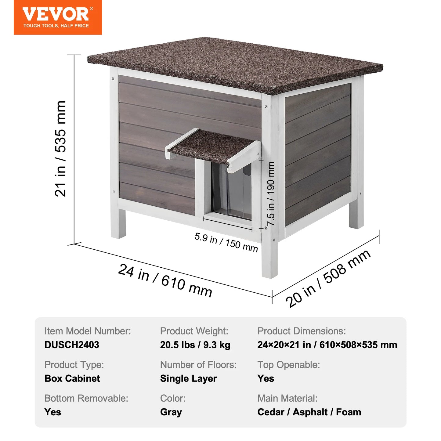 SucceBuy Outdoor Cat House Weatherproof Wooden Shelter Foam Insulated