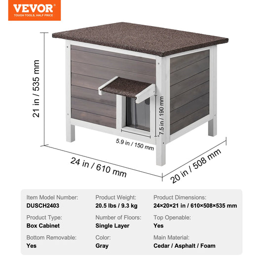 SucceBuy Outdoor Cat House Weatherproof Wooden Shelter Foam Insulated