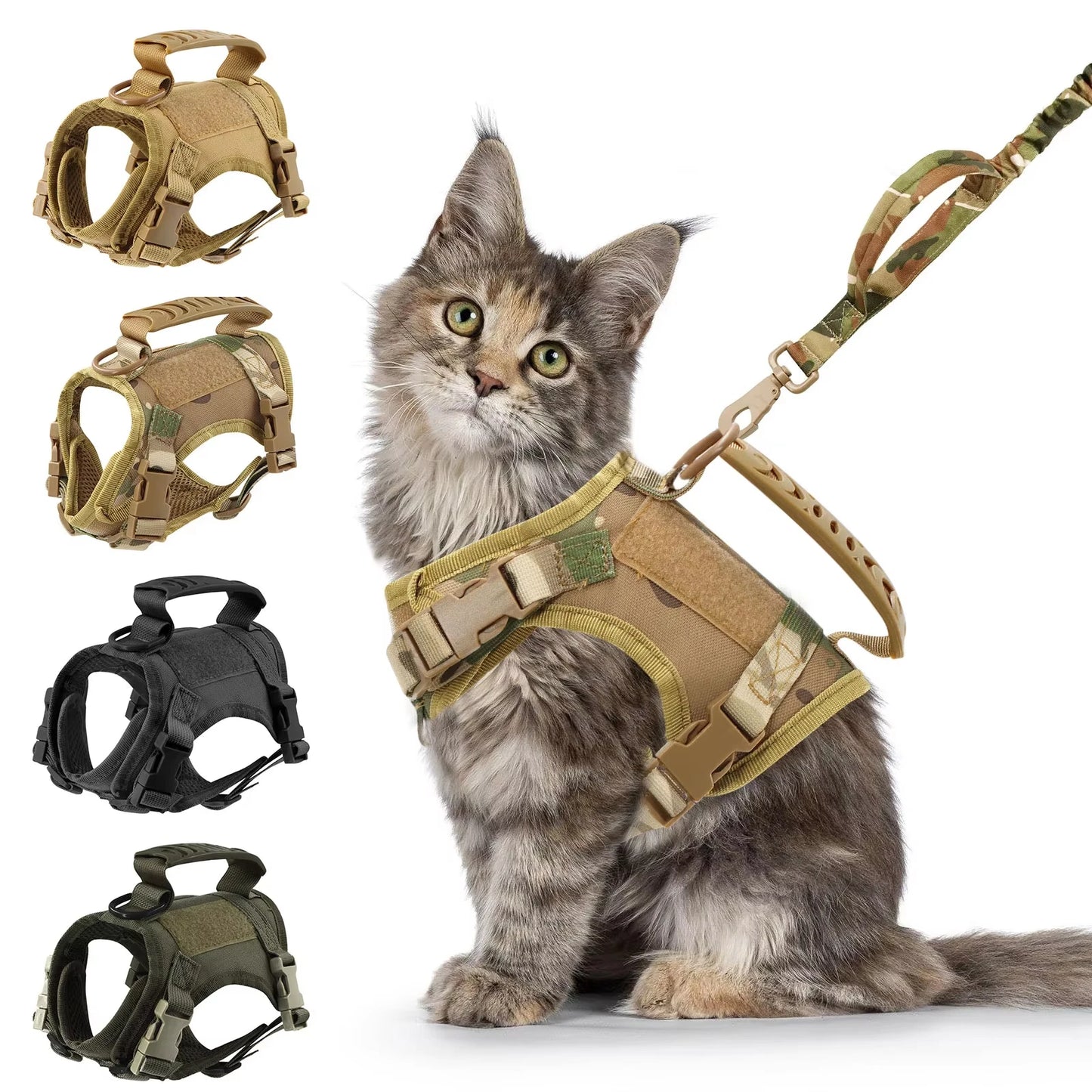 Cat Harness And Leash Set With Adjustable Straps And Handle