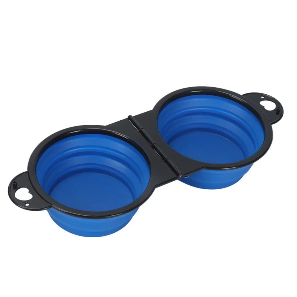 Zhuoji 2-in-1 Foldable Dual Pet Bowl For Dogs And Cats