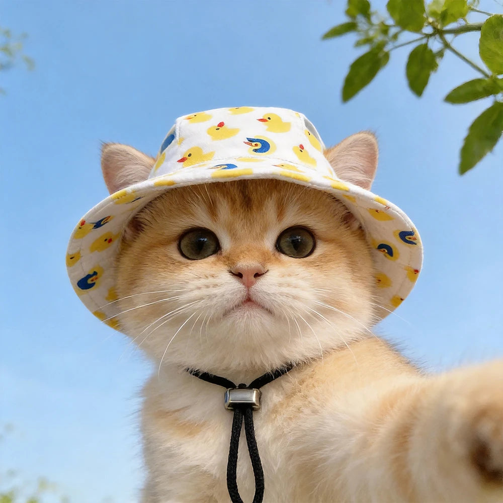 Summer Cat Dog Sunscreen Fisherman Hat for Cats and Dogs