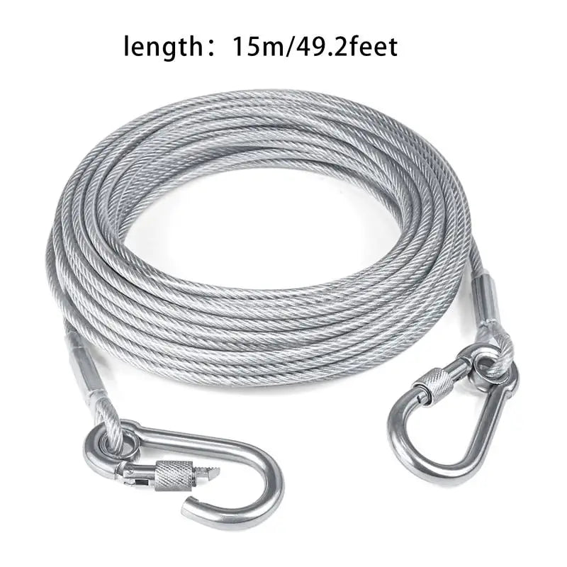 Double Headed Dog Tie Out Cable Leash With Stainless Buckle