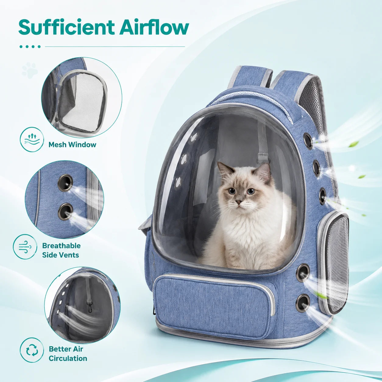 XMSJ Transparent Pet Backpack Carrier For Small Cats And Dogs