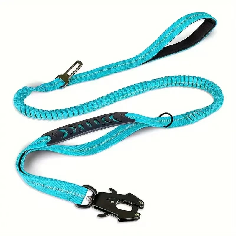 Reflective Shock Absorbing Tactical Bungee Dog Leash With Seatbelt