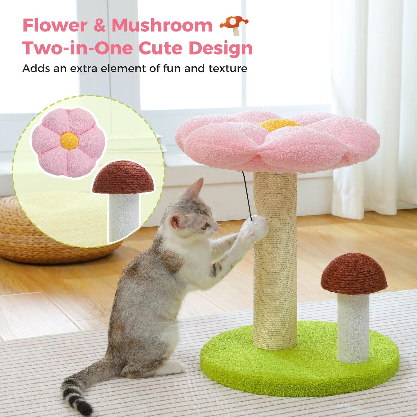 PAWZ Road Small Cat Scratching Posts With Removable Flower Bed