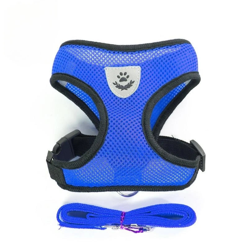 Adjustable Mesh Pet Harness With Leash Reflective For Small Dogs
