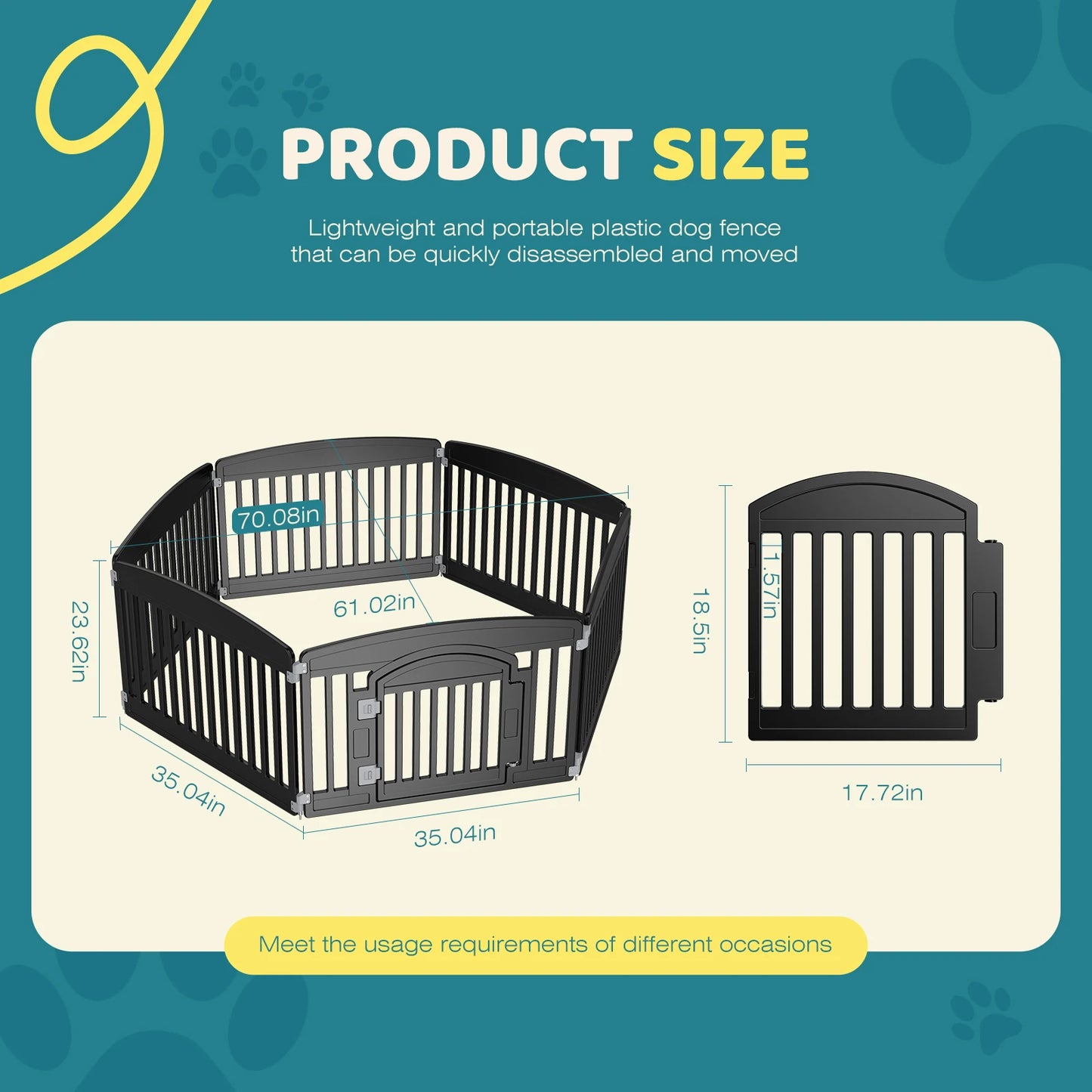 JHK Plastic Dog Playpen Expandable Pet Fence Foldable Indoor Outdoor