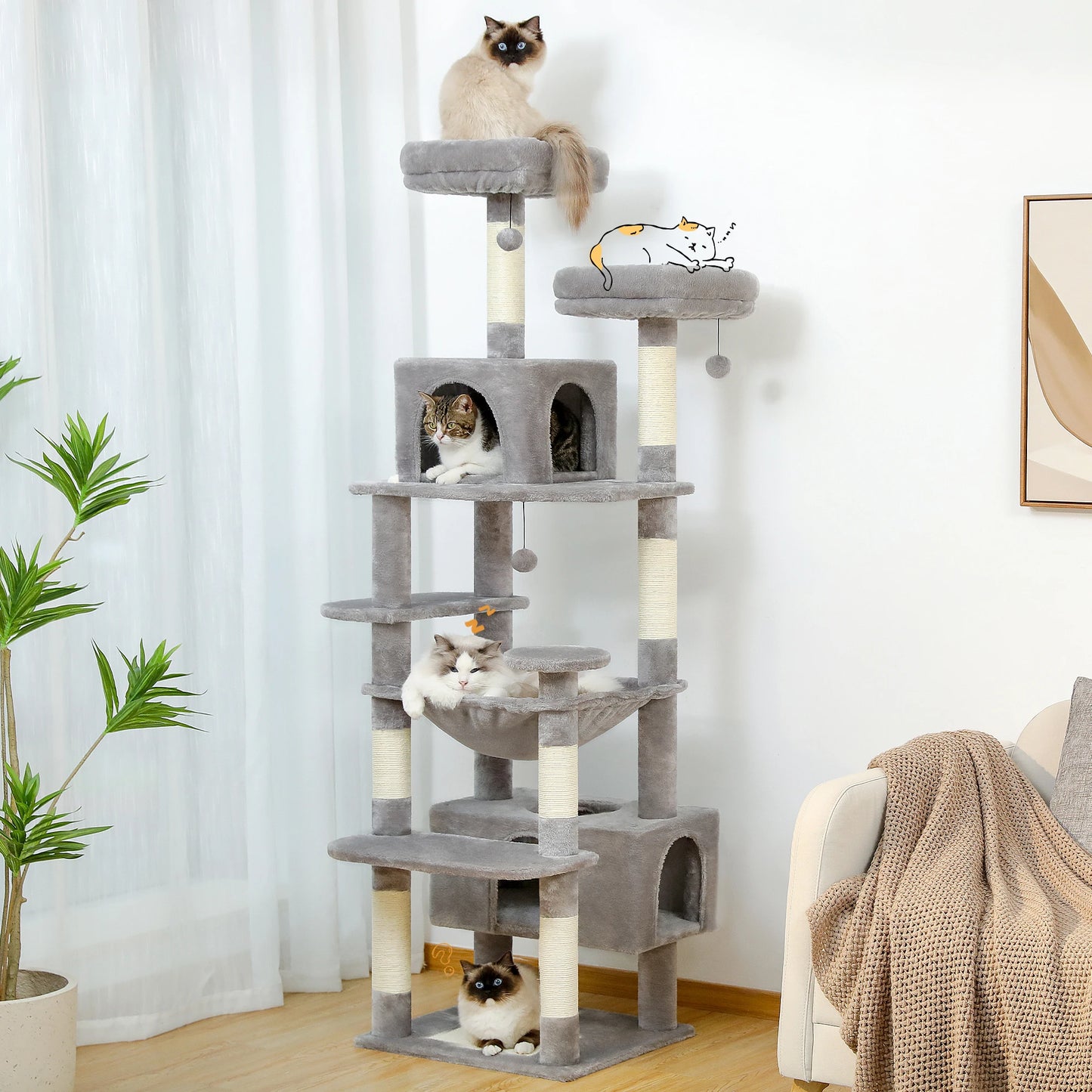 PAWZ Road Indoor Cat Tree With Sisal Scratching Posts