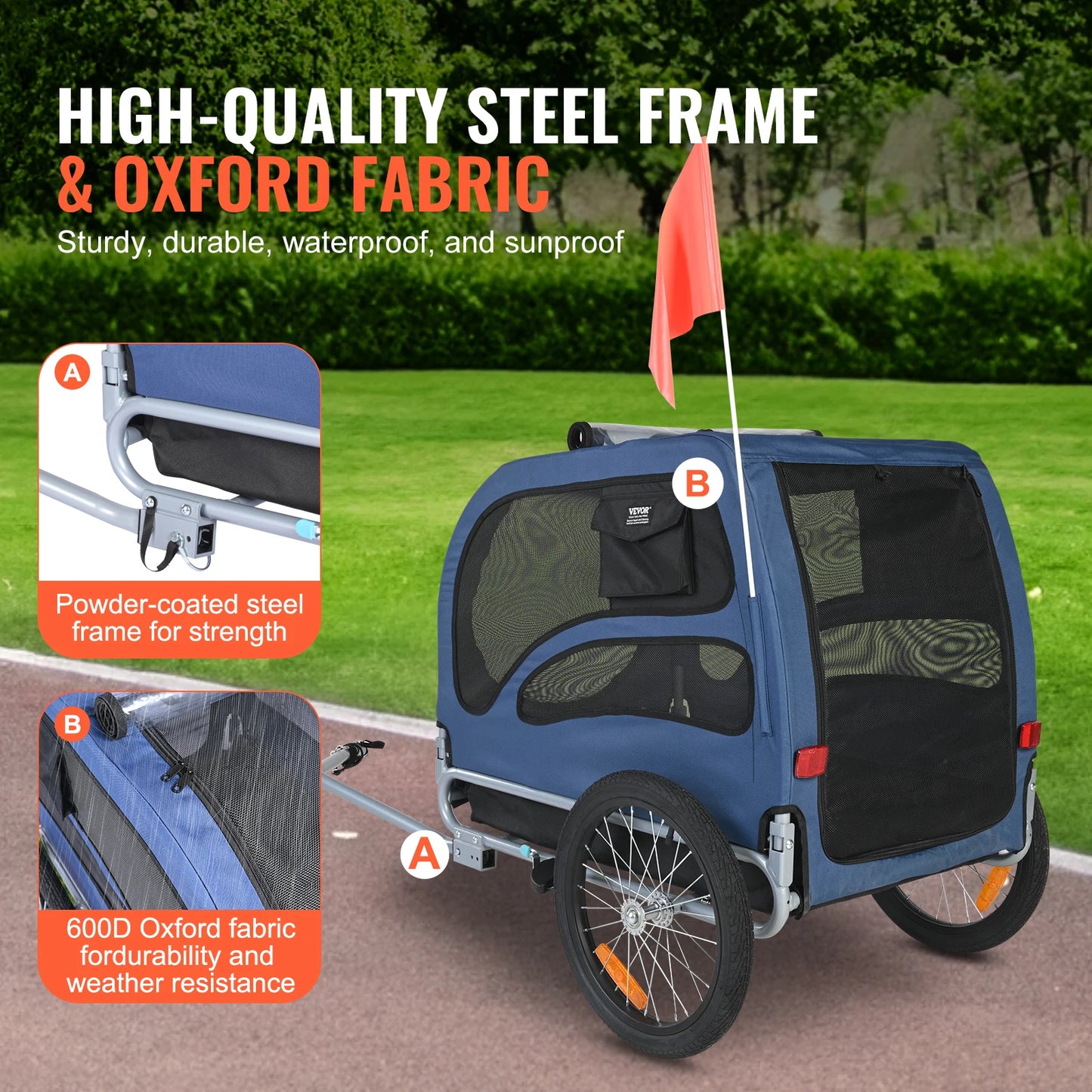 Pet Cart Bicycle Carrier Dog Trailer Collapsible Reflectors And Coupler