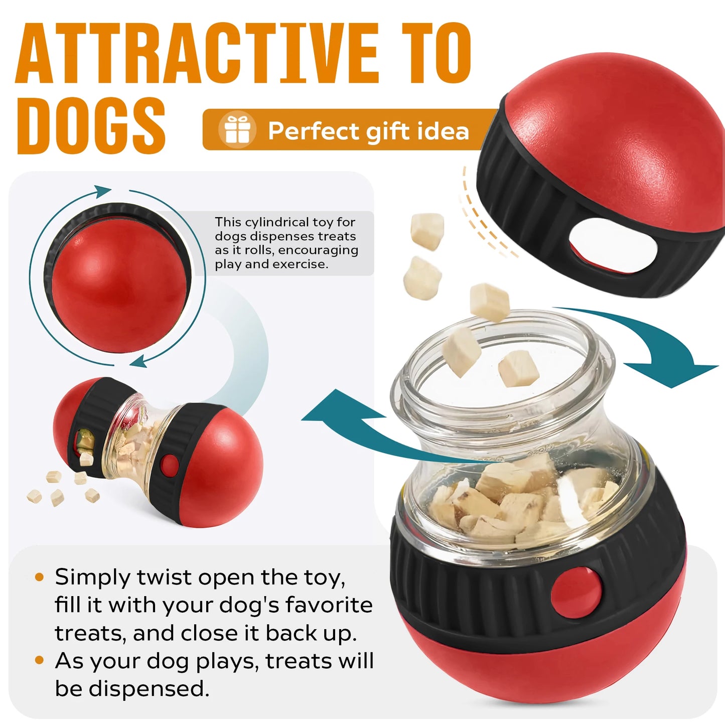 Interactive Treat Dispenser Dog Toy Ball Slow Feeder For Pets
