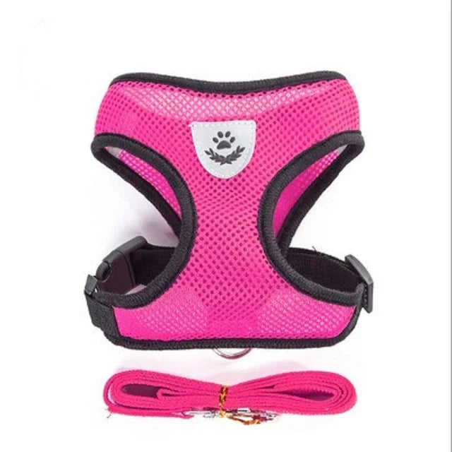 Adjustable Mesh Pet Harness With Leash Reflective For Small Dogs