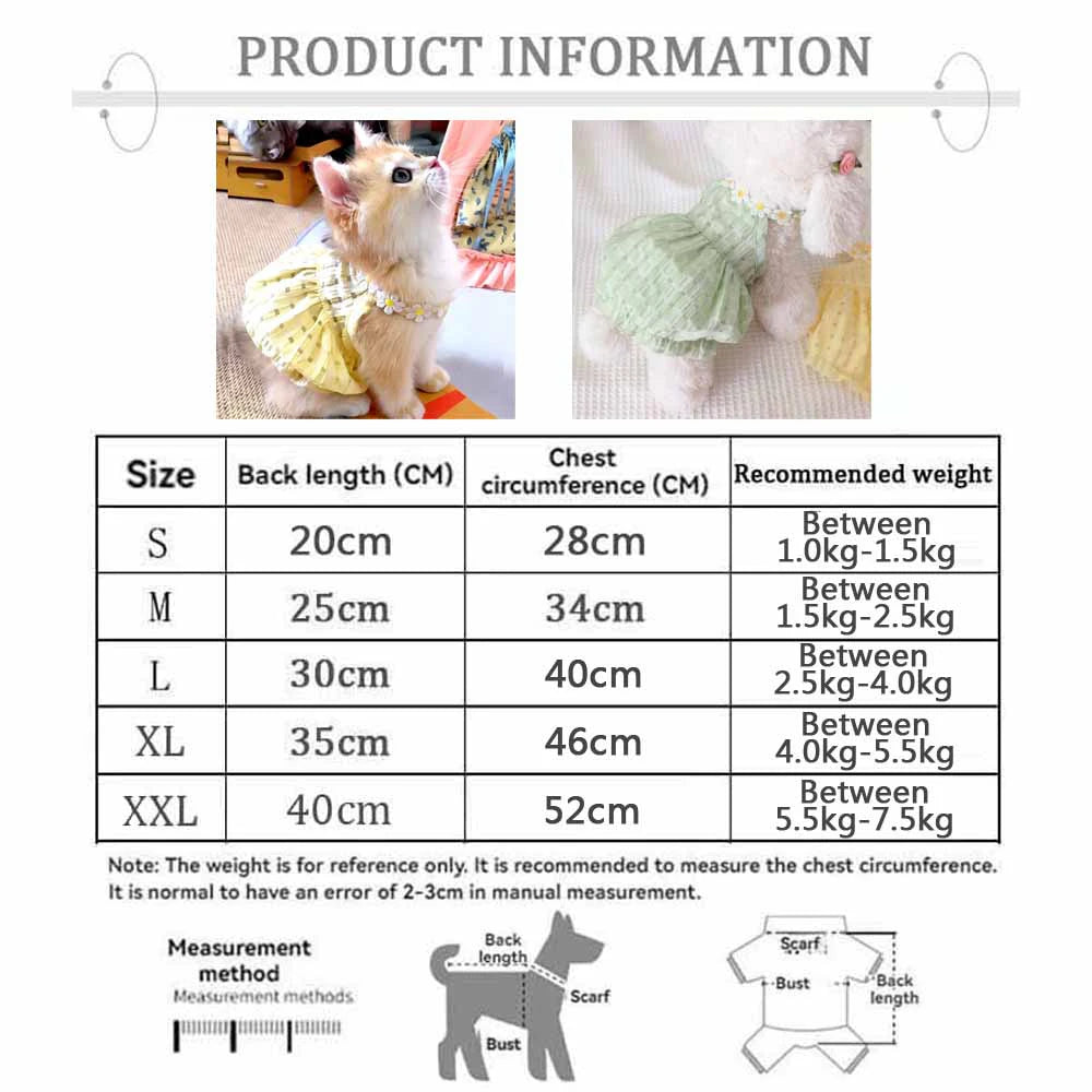Floral Wreath Dog Dress Breathable Princess Puppy Outfit