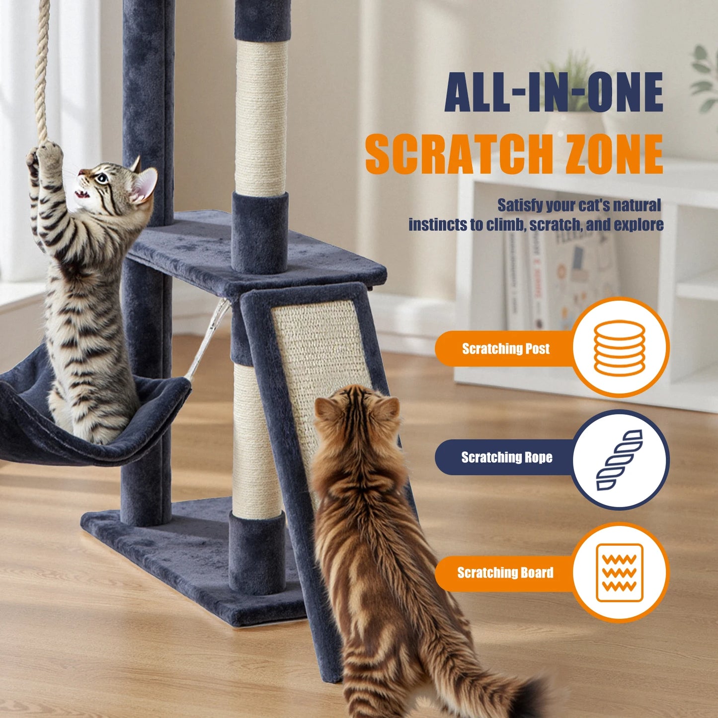 JHK Cat Tree Tall Multi Cat Climbing Tower Indoor Furniture