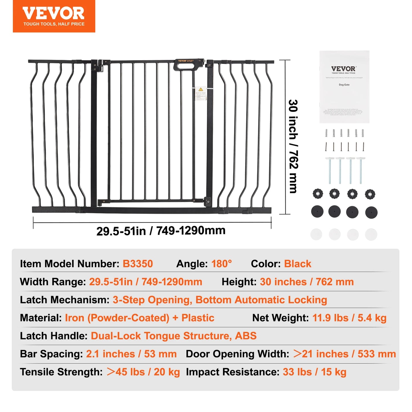 SucceBuy Pressure Mount Baby Gate With Easy Step Walk Thru