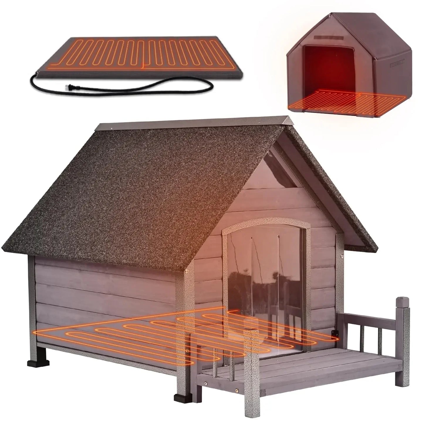 GUTINNEEN Outdoor Heated Dog House With Insulation And Pad