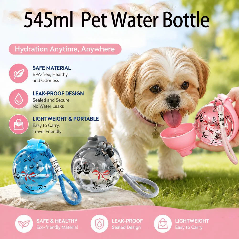2-In-1 Portable Dog Water Bottle With Foldable Silicone Bowl Leakproof