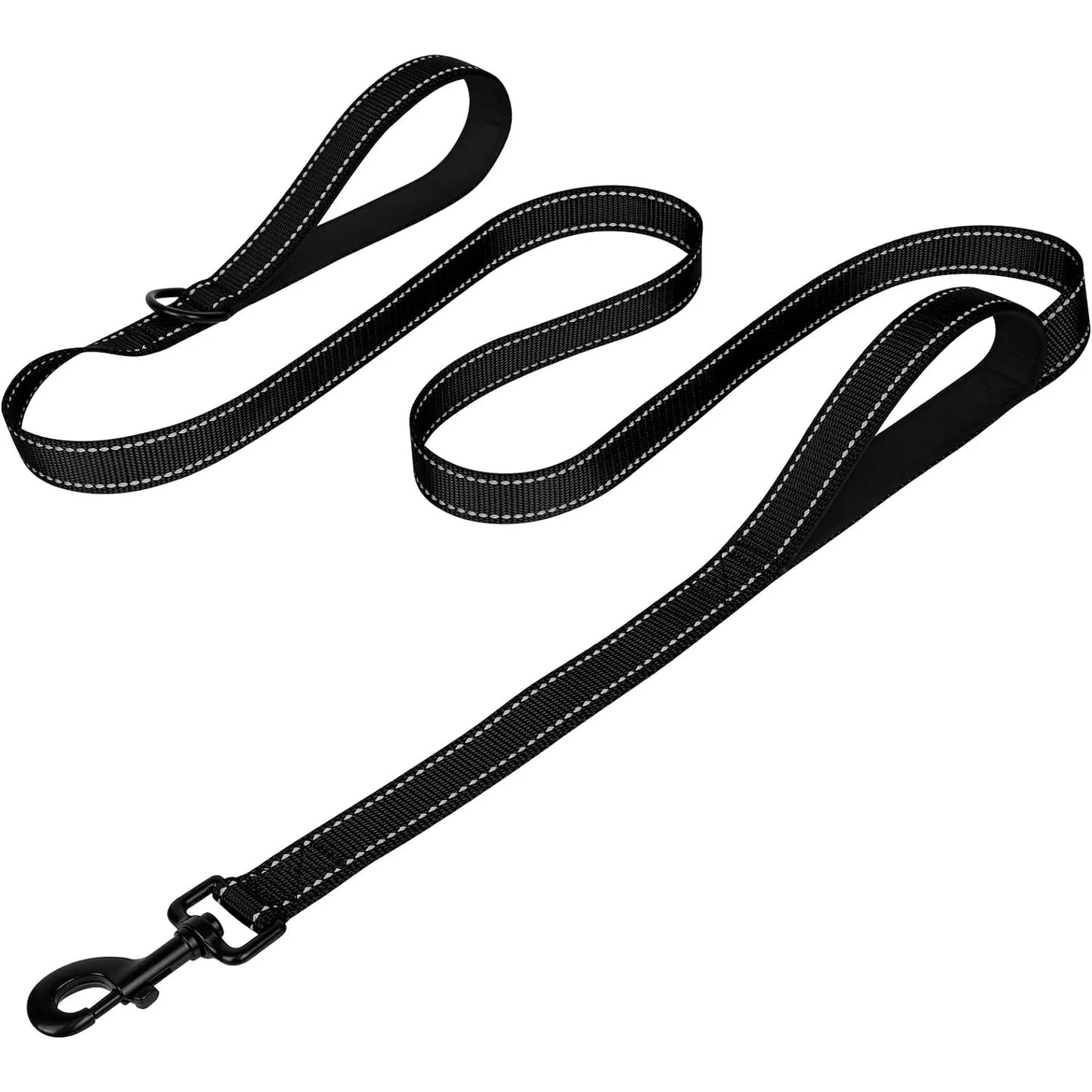 Heavy Duty Double Handle Dog Leash With Reflective Strips