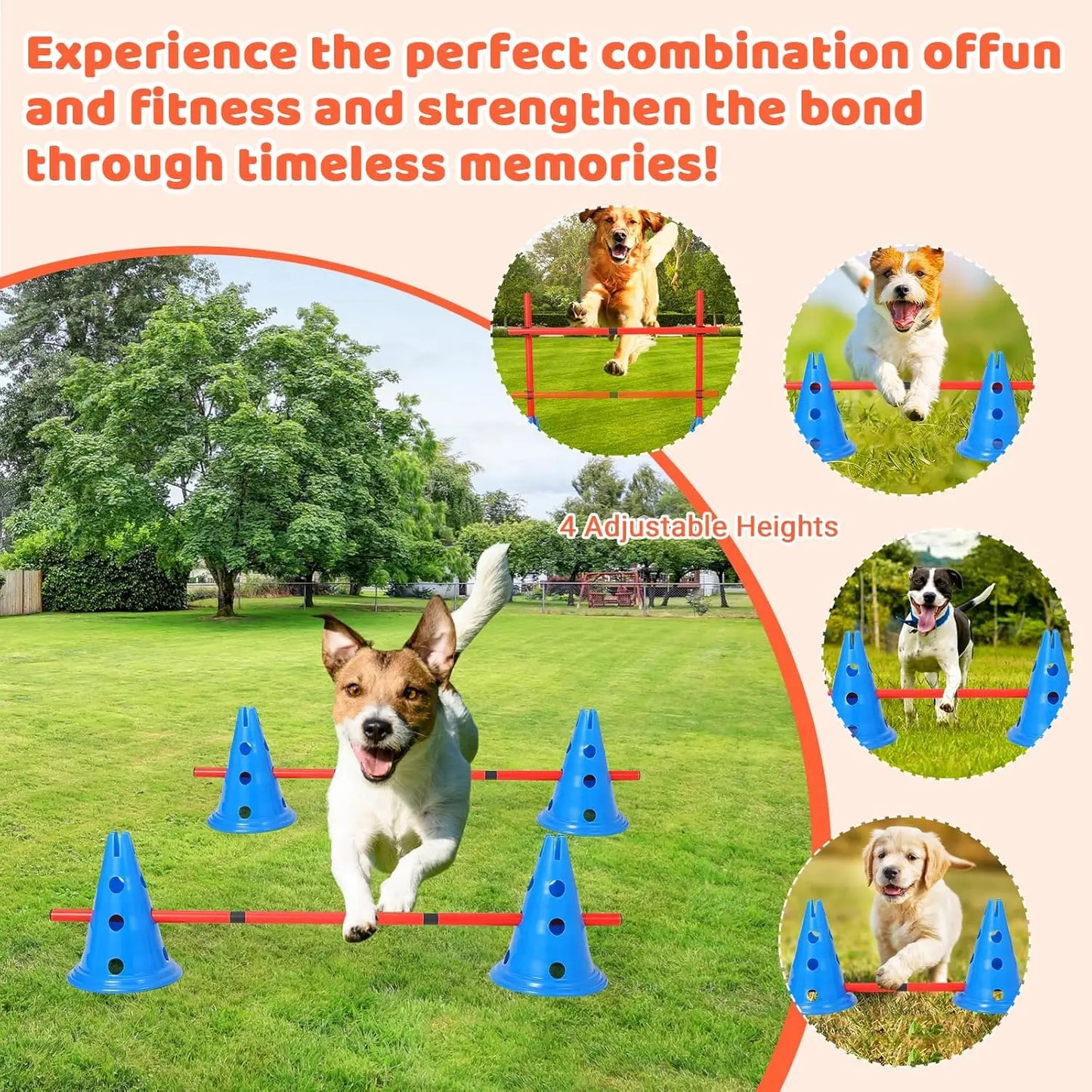 HiMISS Dog Agility Hurdle Set With 12 Cones And Rods