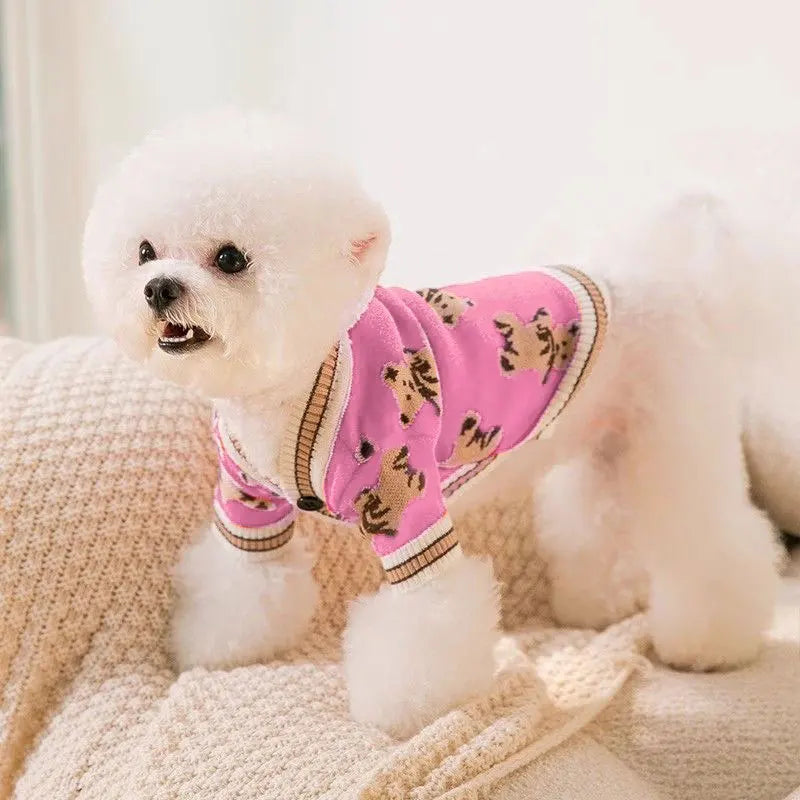 Doggyzstyle Striped Cotton Cardigan Sweater For Dogs And Cats