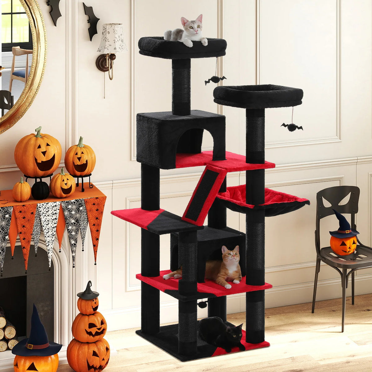 PEQULTI Multi-Level Cat Tree Tower With Condo And Scratching Posts