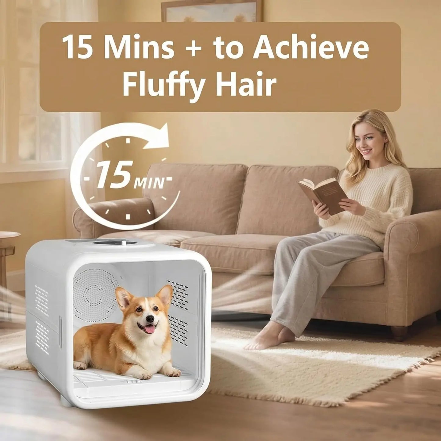 Quiet Pet Dryer Box 360 Degree Fast Dry Grooming Enclosed