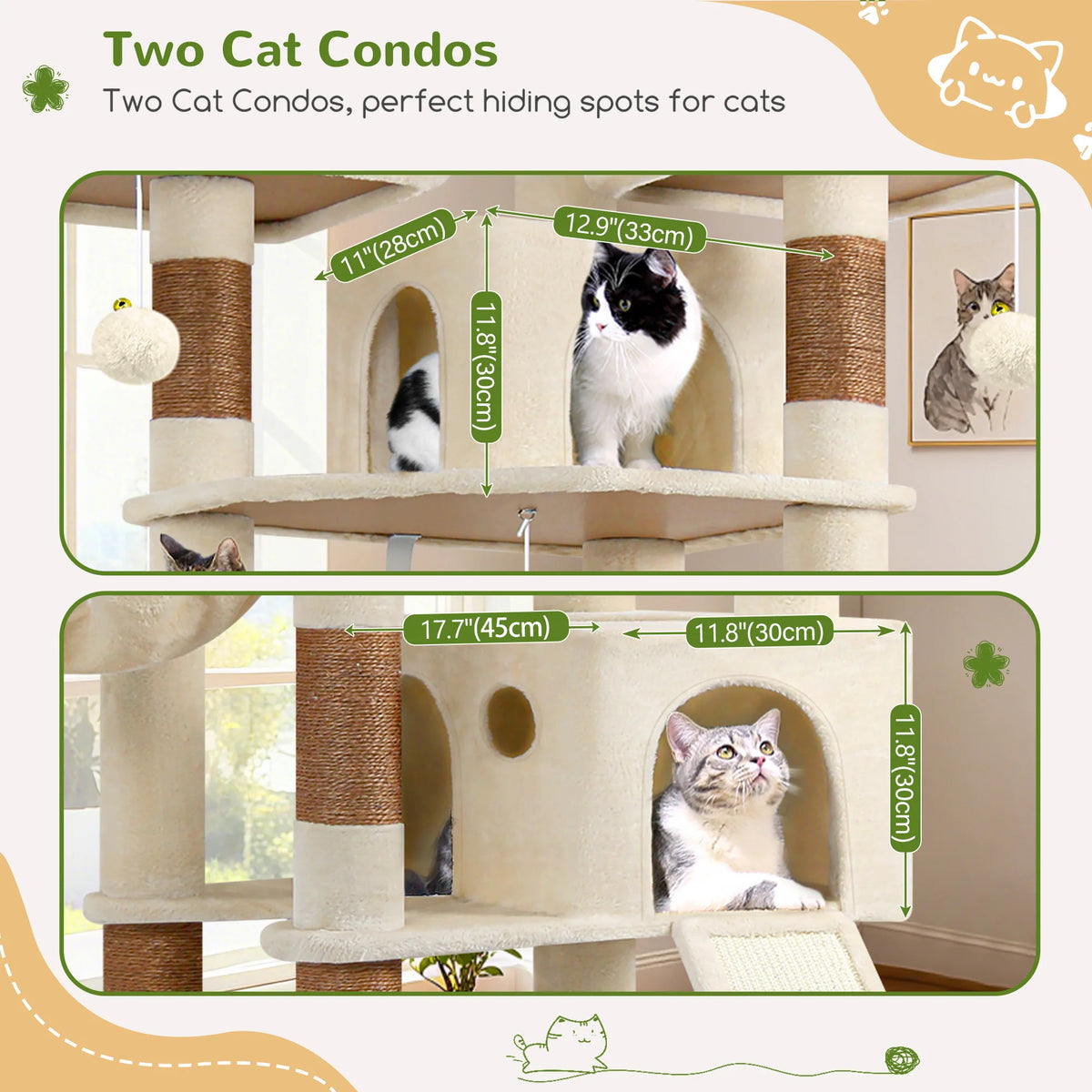 Globlazer Multi-Level Cat Tree Tower for Multiple Cats With Condos and Perches
