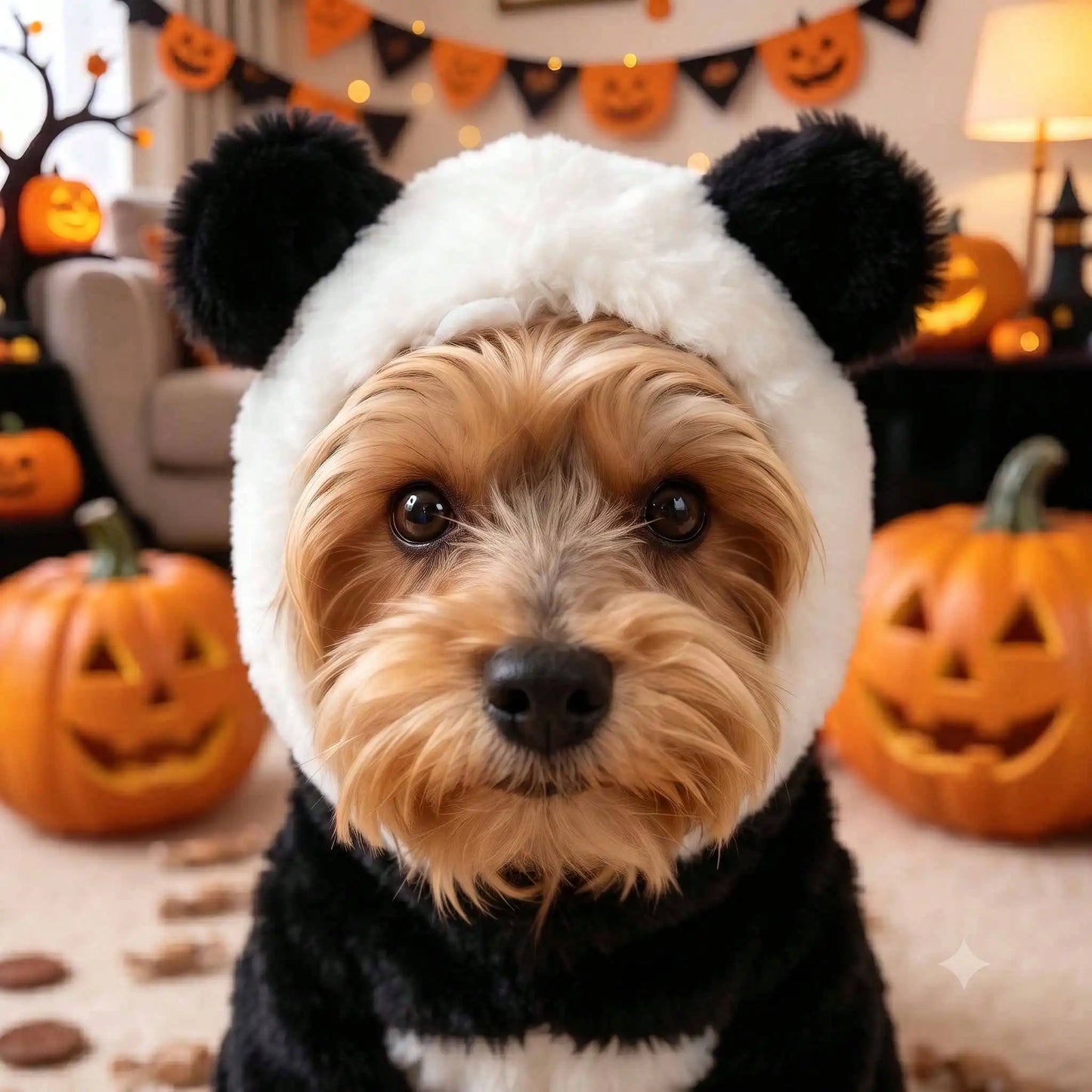Cute Halloween Panda Dog Costume Set With Head Mask