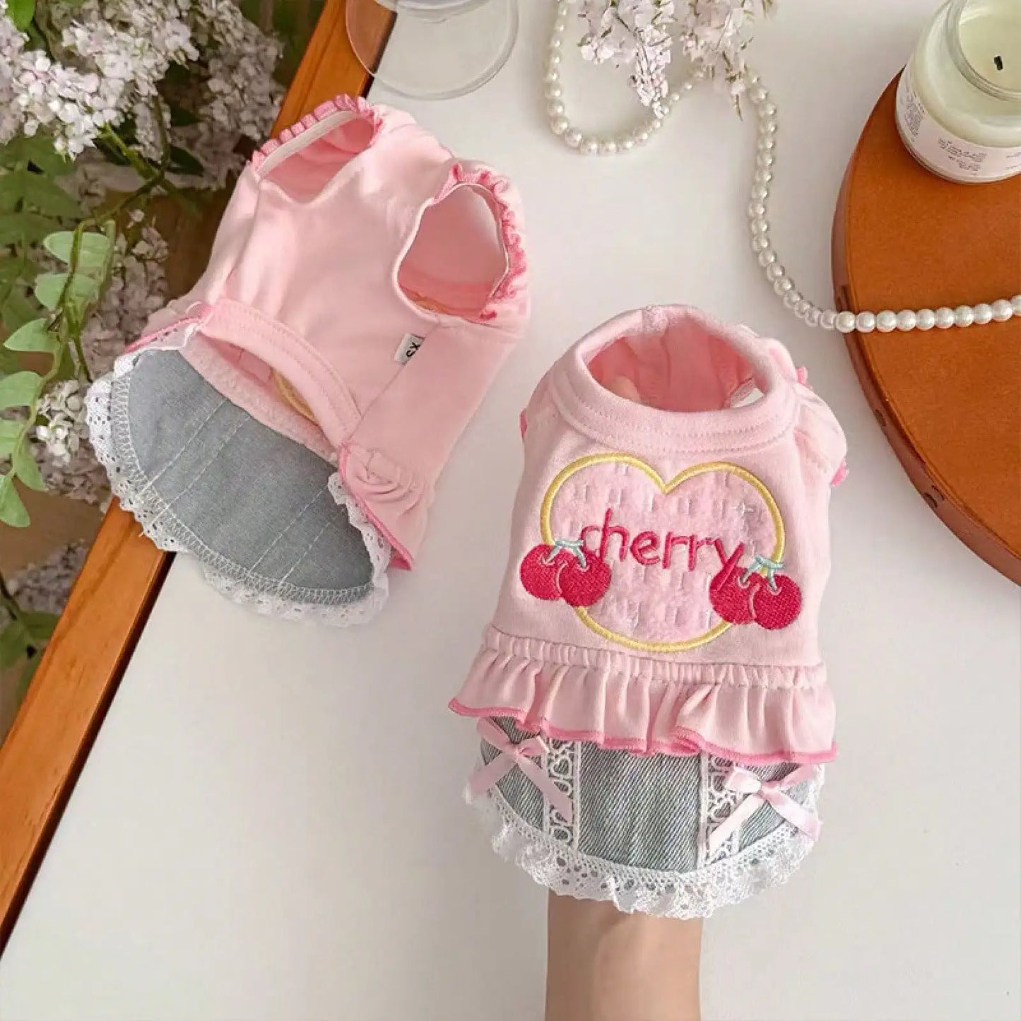 Small Dog Denim Skirt Vest Outfit Spring Pet Clothes Walking Travel Outdoor Fashion Apparel