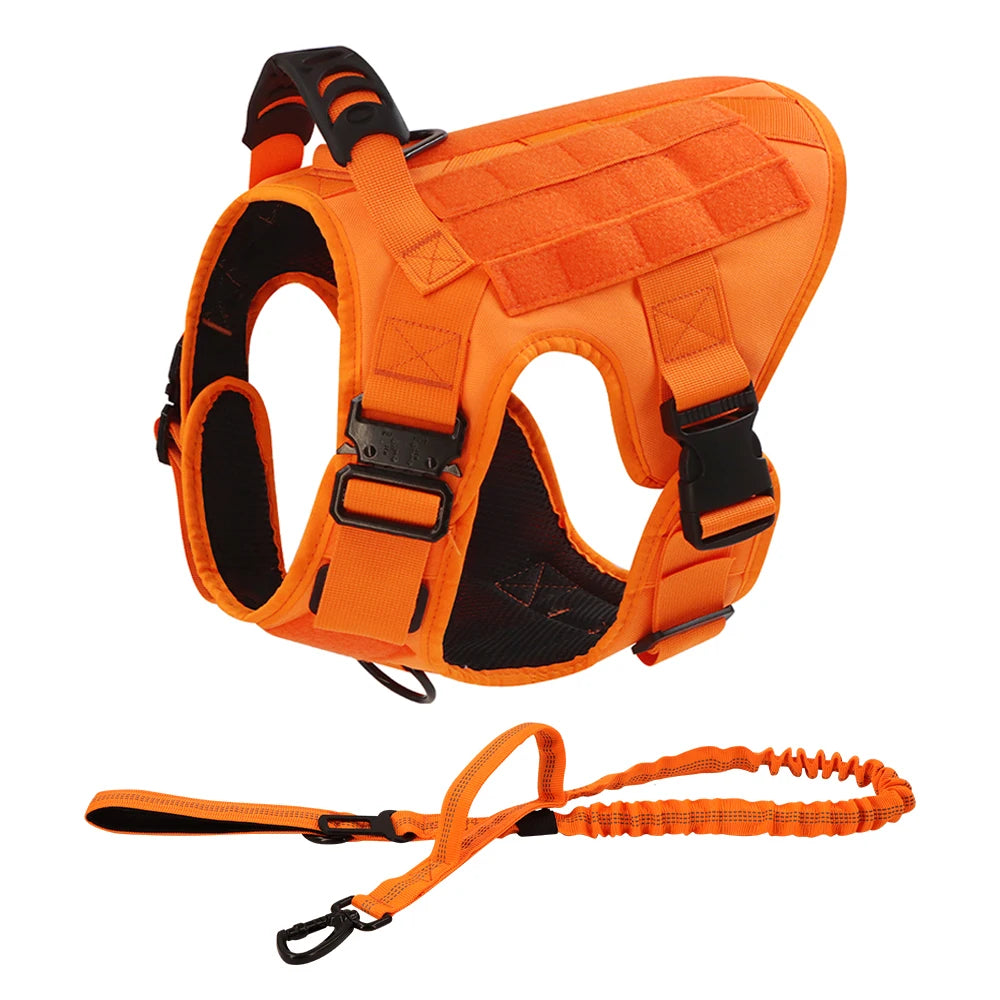 Military Camouflage Dog Harness Vest With Leash For Training