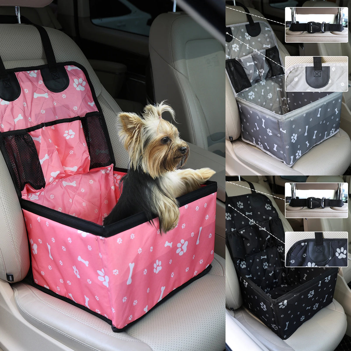 PaiPaitek Pet Dog Car Seat With Storage Pockets Safety Bag