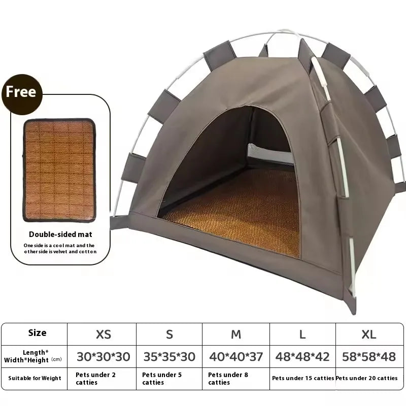 Portable Cat Tent Bed With Breathable Oxford Fabric And Mat